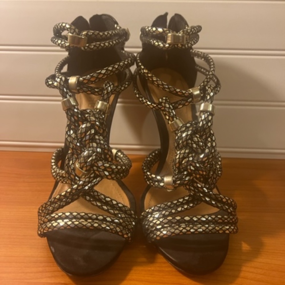 Black and Gold Schutz Designer Shoes